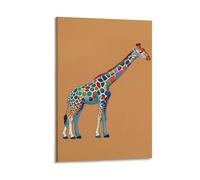 Colorful Giraffe Wall Art, 12x18inch(30x45cm) Vertical Canvas Wall Art Prints, Modern Home Hanging Decor for Living Room, Bedroom, Office, Framed/Unframed, Frame-style