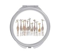 Colorful Giraffes Giraffe Art Folding Make Up Mirror, Compact 2X/1X Magnification Mirror, Women Portable Travel Makeup Mirror 2.4 x 2.4 inch