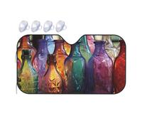 Colorful Glass Bottle Car Windshield Sun Shade Foldable Car Front Window Sunshade for Sun, Heat and UV Rays, Auto Sun Blocker Visor Protector for Cars, SUVs Small