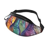 Colorful Glass Bottle Fanny Pack for Men Women, Waterproof Sports Waist Bag Fashion Belt Bag Crossbody Bags Hip Bum Bag with Adjustable Strap Large Sling Bag Purse for Travel Hiking