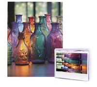 Colorful Glass Bottle Puzzles from Photos 500 Pieces Personalized Wooden Puzzle Challenging Jigsaw Puzzles for Adults Custom Picture Puzzle Gifts for Family Wedding Friend