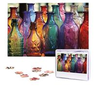 Colorful Glass Bottle Wooden Puzzles 1000 Pieces Personalized Jigsaw Puzzle For Adults Interesting Custom Photo Puzzles Gift For Holiday Birthday Wedding Anniversay