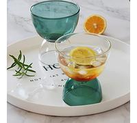 Colorful Glass Dessert Cups Cute Iced Coffee Mugs, Beer Glasses, Clear Glass Tea Cups Ideal for Cappuccino,Latte,Yogurt,Milk,Oats,Beverage, Cocktail,Whiskey,Ice Cream, Christmas Birthday Gifts (A)