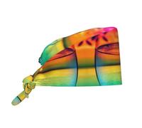 Colorful Glass Drink Sunset Working Caps with Sweatband Adjustable Hats Head Cover for Women/Men,Headgear Black