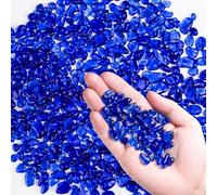 Colorful Glass Stones, 0.44 KG Fish Tank Gravel, Small Irregular Rainbow Aquarium Gravel for Aquarium Decorations and Turtle Tank , Sea Glass Beads Crystals for Fish Bowl, Vase Filler,Cobalt Blue
