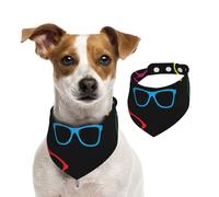 Colorful Glasses Pattern,Dog Bandanas Cotton Pet Scarf Adjustable Bibs for Pet,S