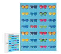 Colorful Glasses Pattern Funny Wooden Picture Vertical Version Puzzle Wood Jigsaw Creative Gift for Adults And Family Game