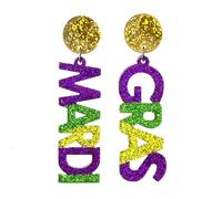 Colorful Glitter Acrylic Mardi Gras Dangle Earrings Sparkly Carnival Theme Mask Gnome Beer Bottle Donuts Shape Earrings for Women Carnival Parades Party Holiday Cosplay Jewelry Gifts, Acrylic, No