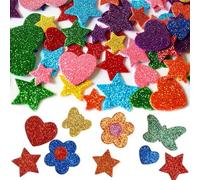 Colorful Glitter Foam Sticker, 115 PCS Self Adhesive Sparkly Craft Heart Butterfly Flower Star Sticker for Kids Party Favors Toddler DIY Crafts Supplies Home Decorations Scrapbook