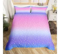 Colorful Glitter Galaxy Bedding Set for Girls Boys Starry Sky Pink Blue Purple Comforter Cover Fairy Duvet Cover Magical Fantasy Bedspread Cover Single 2Pcs