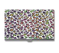 Colorful Glitter Leopard Spots Business Card Holder,Slim Professional Card Case, Ideal Business Card Organizer and Gift Card Holder for Men Women