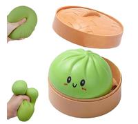 Colorful Glitter Squishy Dumpling with Mini Steamer, Stretchy Sensory Stress Balls for Anxiety Relief, Fidget Toys For Adults & Teens (Green)