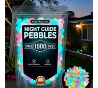 Colorful Glow-in-the-Dark Garden Stones Night Guide Luminous Pebbles Rainbow Glow in the Dark Stepping Rocks Outdoor Landscaping Decor Glowing Stones Fish Tank Aquarium Decorations (1000, Multi Color)