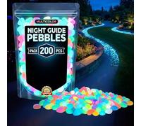 Colorful Glow in the Dark Pebbles 1000pcs - Night Guide Luminous Garden Stones Rocks for Walkways Outdoor Landscaping & Stepping Yard Decor - Aquarium Fish Tank Decorations (Multi,200Pcs)