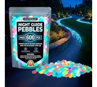 Colorful Glow in the Dark Pebbles 1000pcs - Night Guide Luminous Garden Stones Rocks for Walkways Outdoor Landscaping & Stepping Yard Decor - Aquarium Fish Tank Decorations (Multi,600Pcs)