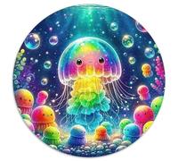 Colorful Glowing Jellyfish 1000 Piece Jigsaw Puzzle For Adults Challenging Game Stress Relief Puzzle Exercise The Memory of The Brain for Adults And Kids, Age 12 Years Up 1000pcs (67.5x67.5cm)