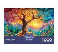 Colorful Glowing Tree, Stream, And Luminous Forest Under A Bright Sky 1000-Piece Jigsaw Puzzle Multicolor Style - Brainteasing Challenge for Adults & Kids 52x38cm/1000pcs