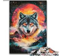 Colorful Glowing Wolf 1000 Piece Jigsaw Puzzles for Adults Gifts, Pattern Assembly Deal As Gifts for The Whole Family Suitable for And 14 (26x38cm)