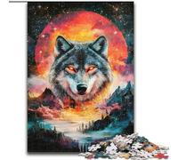 Colorful Glowing Wolf Jigsaw Puzzles for Teenagers 1000 Jigsaws, Pattern Assembly Fun at Home Activities, Birthday Present,Travel Gifts (50x75cm)