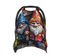 Colorful Gnomes Baby Car Seat Canopy Cover, Multi Use Breathable Nursing Breastfeeding Covers for Mom Soft Stroller Sun Shade Newborn Shower Gift