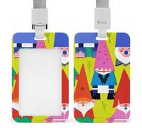 Colorful Gnomes Badge Holder with Lanyard - Waterproof Hard Plastic ID Card Holder Professional Name Tag Vertical ID Card Name Badge for Office Nurse Doctor Teacher