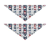 Colorful Gnomes Buffalo Plaid Snowflakes Christmas Dog Bandanas Bulk Adjustable Pet Scarf for Boy and Girl Cute Pet Holiday Set for Dogs Cats 2 Pack