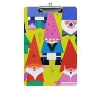 Colorful Gnomes Clipboard, A4 Acrylic Clipboard with Hanging Hole, Ultra-Light Clip Board - Holds 100 Sheets, Shatterproof Document Holder for Office, 12.5" X 8.5"