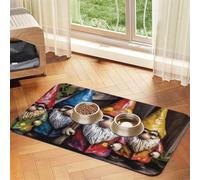Colorful Gnomes Dog Food Mats for Floors, 12x18 Inch Non-Slip Super Absorbent Pet Food Mat, Dishwasher Dog Mat for Food and Water, Cute Rubber Quick Dry Pet Feeding Mat for Dogs Puppy Cats