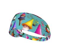 Colorful Gnomes Print Printed Hairband Sport Hairband, Stretchy Wide Hairband, Unisex Casual Hairband