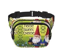 Colorful Gnomes Print Unisex Square Double Layer Waist Bag Crossbody Fanny Pack Travel Workout Accessory, Black, One Size