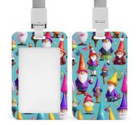Colorful Gnomes Retractable ID Badge Holder with Lanyard - Vertical Badge Reel,Keychain Clip,Name Tag Id Card Holder Protector for Nurse Officer Teacher Security Staff Women Men