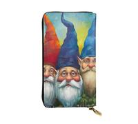 Colorful Gnomes Santa Printed Leather Wallet with 12 Card Holder and 289 Money Clip, Long Clutch for Men Women