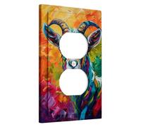 Colorful Goat Light Switch Cover Plates Bright Multicolor Art Home Decor Autumn Shades Boho Style Decorative Plate Single Size Duplex Plug