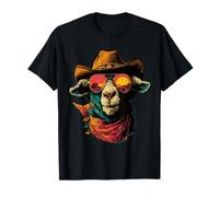 Colorful Goat with Sunglasses Cowboy Animal Sunset Western T-Shirt