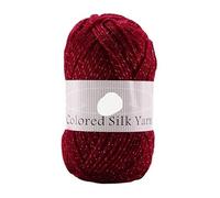 Colorful Gold and Silver Four-Strand Acrylic Thread for Crochet, Knitting, and Crafting - 200g Wool Yarn for Flowers, Dolls, Scarves, and Hats(WineRed)