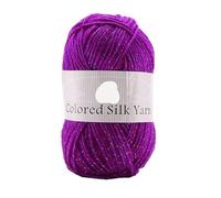 Colorful Gold and Silver Four-Strand Acrylic Thread for Crochet, Knitting, and Crafting - 200g Wool Yarn for Flowers, Dolls, Scarves, and Hats(RosePurple)