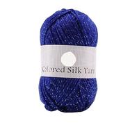 Colorful Gold and Silver Four-Strand Acrylic Thread for Crochet, Knitting, and Crafting - 200g Wool Yarn for Flowers, Dolls, Scarves, and Hats(Blue)