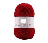 Colorful Gold and Silver Four-Strand Acrylic Thread for Crochet, Knitting, and Crafting - 200g Wool Yarn for Flowers, Dolls, Scarves, and Hats(Purplishred)