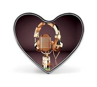 Colorful Gold Microphone And Headset Heart Love Lapel Pin Cute Cool Fun Button Lapel Metal Heart Brooch Badge Shirt Brooch Pins for Men Women Personalized Crafts & Gift