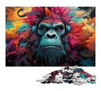 Colorful Gorillas 1000 Pieces Puzzles for Adults Wooden Jigsaw Puzzles for Home Decor, Brain Training 50x75CM/19.68x29.52inch