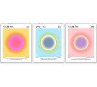 Colorful Gradient Angel Numbers Bedroom Aesthetic Wall Decor/Poster Sets for Room Aesthetic, Teen Girls Room Wall Art, Gifts for Her Home Office Posters/Set of 3 Aura Spiritual Posters (16x20)
