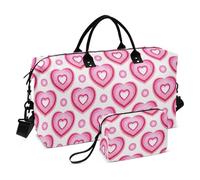Colorful Gradient Heart Peach Travel Hand Bag Carry On Shoulder Weekend Tote Gym Duffel Bag with Adjustable Strap for Trekking 2 Pcs Set Bolsa de lona para