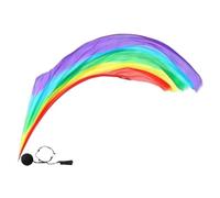 Colorful Gradient Poi Flags Streamer - Silk Veils Belly Dance, Flow Arts Ribbon Scarves, Lightweight Elegant Fabric | Dramatic Stage Performance Silks Veil Scarf For Stage Practice Tribal Fusion Shows