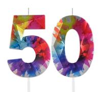 Colorful Graffiti 50th Birthday Candles for Cake, Number 50 Candle for 50th Birthday Decorations, 3D Design Cake Topper Decor for Boys Girls Birthday Party Weddings Anniversary Celebration Supplies