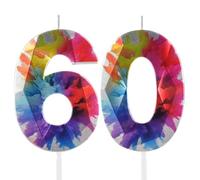Colorful Graffiti 60th Birthday Candles for Cake, Number 60 Candle for 60th Birthday Decorations, 3D Design Cake Topper Decor for Boys Girls Birthday Party Weddings Anniversary Celebration Supplies
