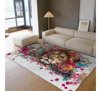 Colorful Graffiti Animals Washable Rugs 60x90cm Living Room Animal Lion Area Rugs Modern Abstract Pop Art Rug Large Non Slip Carpet Short Pile Area Rug for Teen Boys Children Game Room