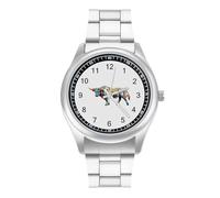Colorful Graffiti Art Bull Business Watches for Men Stainless Steel Strap Watch Wrists Boyfriend Father Gift