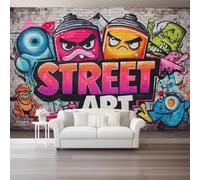 Colorful Graffiti Art Wall Mural Wallpaper for Living Room, City Street Graffiti Pattern Non-Woven Photo Wallpaper, 3D Effect Mural Wall Art Decoration for Bedroom Dining Room Kids Room, 250x175 cm