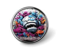 Colorful Graffiti Badges Circle with Button Design, Personalized Picture Pin Brooches, Round Badge Holders for Decorate Hat Shirt Clothing Bag Accessories