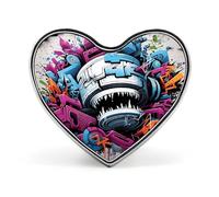 Colorful Graffiti Badges Heart with Button Design, Personalized Picture Pin Brooches, Heart Badge Holders for Decorate Hat Shirt Clothing Bag Accessories